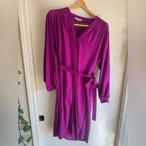 FRNCH Vibrant Purple/Magenta button up dress
